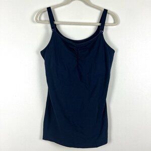 Glamourmom Nursing Tank Top Built in Bra sz L High Support Long Cotton Camisole